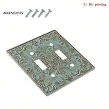 1 pieza Cubierta decorativa de enchufe con patrón floral 2D, placa de interruptor de luz única, económica y fácil de limpiar, adecuada para la decoración del hogar y la oficina, diseño plano 2D - A - Ver 8