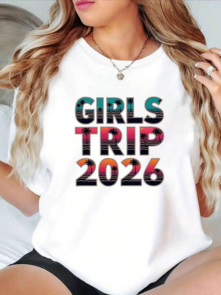 Talla grande, camiseta de mujer de talla grande con estampado gráfico T 2026, manga corta, cuello redondo, top casual para verano y primavera, ropa de mujer
