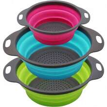Collapsible Silicone Colander (Green) - Easy Storage, Ideal For Draining Pasta, Veggies & Fruits, Also Works As A Fruit/Berry Bowl, Must-Have For Campers - Màu xanh lá - Xem 10