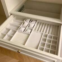 Velvet Jewelry Display, Exquisite Portable Jewelry Organizer, Storage Box for Rings, Earrings and Necklaces, Beige Organizer Trays - bandeja negra vacía - Ver 5