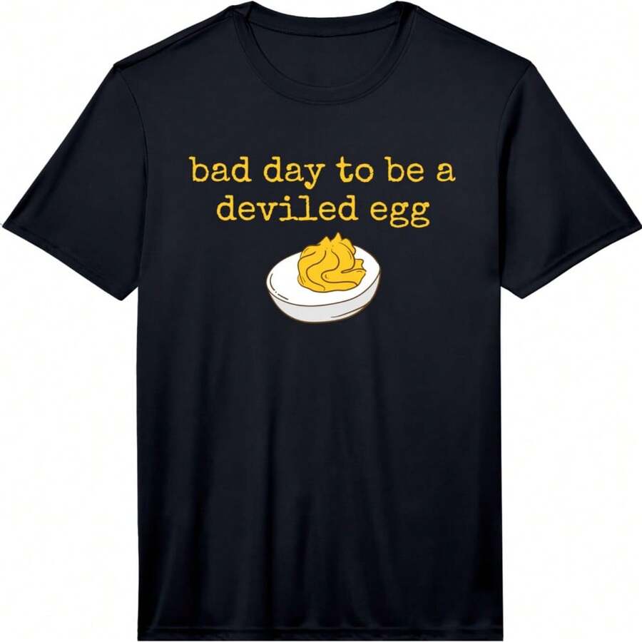 Mens Retro Thanksgiving Dinner Bad Day To Be A Deviled Egg Foodie Performance T-Shirt - Black - View 1