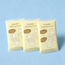 10pcs/30pcs/50pcs Dissolvable Disposable Toilet Seat Covers, Suitable For Outdoor, Travel, Flushable One-Time Toilet Seat Liners - Yellow - View 5
