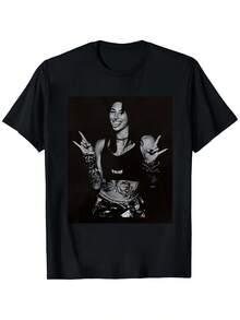 Camiseta de Lucha Libre Rhea Ripley - Camiseta Oficial con Diseño Gráfico Retro e Icónico en Rojo y Blanco, Corte Holgado, para Uso Todo el Año en el Gimnasio, Artículos para Fanáticos, Ropa Casual (Cuello Redondo Negro) - Negro - Ver 1