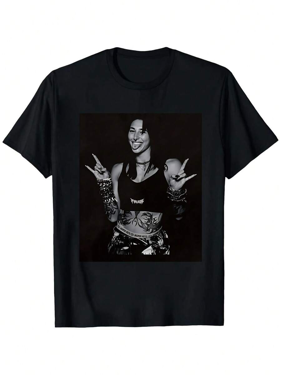 Camiseta de Lucha Libre Rhea Ripley - Camiseta Oficial con Diseño Gráfico Retro e Icónico en Rojo y Blanco, Corte Holgado, para Uso Todo el Año en el Gimnasio, Artículos para Fanáticos, Ropa Casual (Cuello Redondo Negro) - Negro - Ver 1