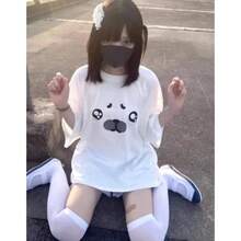 Camiseta para Mujer con Estampado de Foca Lindo, Cuello Redondo, Manga Corta, Diseño Harajuku Y2K Casual, Ideal para Verano - Negro - Ver 9