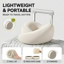 U Shaped Travel Neck Pillow Ergonomic Comfortable Sleep Support Pillow Portable Lightweight Design Ideal For Airplane Train Car Road Trip And Home Rest Essential Travel Accessories With Convenient Storage Package - 象牙白 - 查看 2