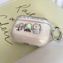 1pc Suitable For Bluetooth Protective Case Airpodspro1/2/3/4 Headphone Protective Case Cute Fire Bear - Multicolor - View 2