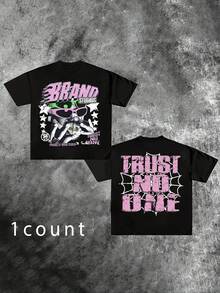 Loose-Fit Printed T-Shirt - Black - View 2