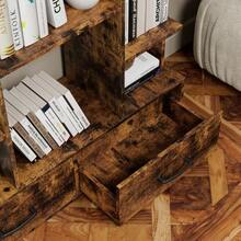 Estante com 2 gavetas, estante aberta independente em estilo industrial, estante vintage aberta, 12 compartimentos de armazenamento, estante para quarto, sala de estar, escritório em casa, marrom rústico - Ver 5