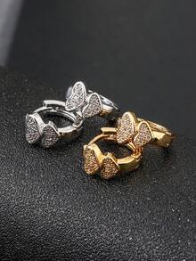 1 Đôi bông tai thời trang đính đá Cubic Zirconia lấp lánh dành cho nữ; Thiết kế hình trái tim, bông tai mạ vàng đồng; Bông tai mạ bạc, lý tưởng để đeo hàng ngày và làm quà tặng ngày Valentine. - Bông tai hình trái tim - Xem 5
