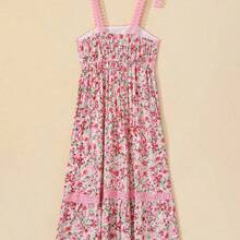 Bohemian Style Multicolor Floral Lace-Up High Waist Dress, Summer Vacation Elegant - Lila Púrpura - Ver 7