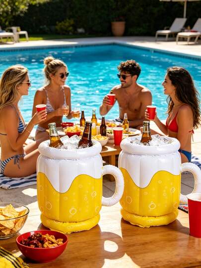 Inflatable Ice Bucket, Water Party Floating Tray For Chilled Drinks, Beverages, Fruits And Snacks