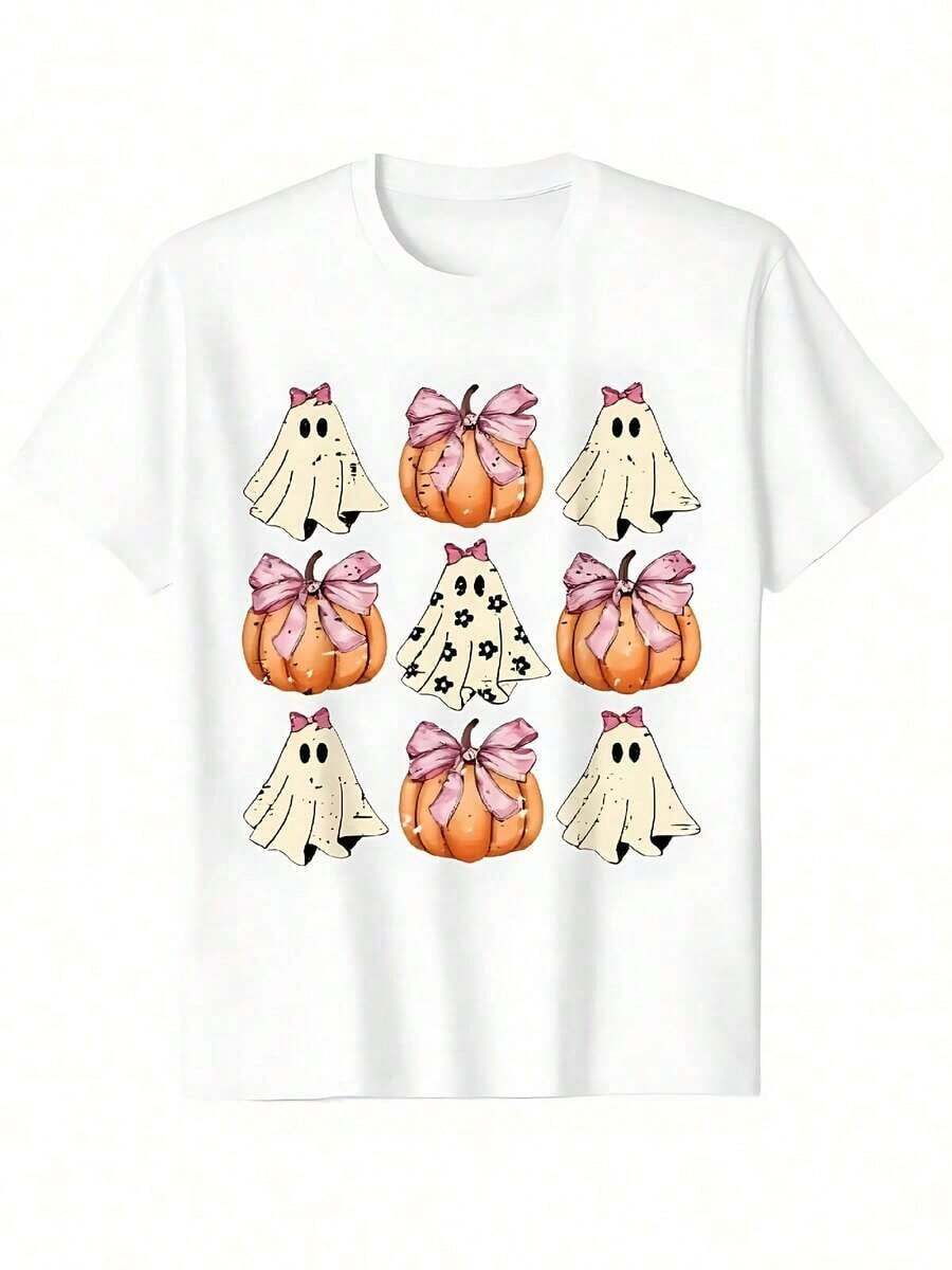 Fashionable Short-Sleeved Shirt For Leisure Sports, 2D Printed Pattern, Stretchy And Comfortable, Suitable For Sports, Travel, Casual Daily Wear - Conventional Round Neck Version, Knitted Fabric, Patterned T-Shirt, Comfortable Shirt, Fashionable Printed Short-Sleeved Shirt - 白色 - 查看 1