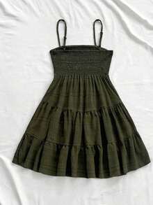 Vestido Casual de Tanque Halter Cuello con Dobladillo Plisado unicolor para Mujeres en Verano - Morado 2 - Ver 10