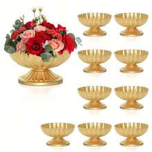 WAXJJDW 2/10pcs Vintage Gold Composite Flower Vases, 4 Inch Small Pedestal Metal Urn Vases, Elegant Centerpiece For Wedding, Party And Home Dining Table Decor - Lotus Flower Vase - View 16