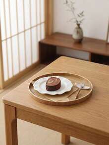 1件/3件天然木製托盤圓盤，適用於點心、飲料、壽司、牛排、披薩、甜點、蛋糕、麵包，多功能早餐咖啡茶托盤，廚房餐桌大盤，餐廳上菜與桌面裝飾收納盤 - 杏色 - 查看 6