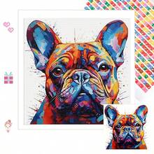Tranh đính đá acrylic 5D tròn mới, hình chú chó Bulldog đầy màu sắc, kỹ thuật khảm tinh xảo. Có thể dùng làm tranh trang trí tường nhà, sản phẩm thủ công sáng tạo, ý tưởng quà tặng tuyệt vời cho bạn gái, bố mẹ, bạn bè để thể hiện ý nghĩa và gu thẩm mỹ nghệ thuật. Không kèm khung. - viên kim cương tròn - Xem 4