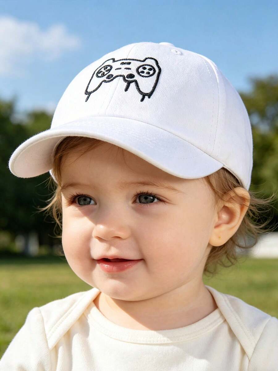 1pc White Game Console Print Baby Baseball Cap, Baby Summer Beach Baseball Cap, Unisex Toddler Summer Sun Protection Baseball Cap - Multicolor - View 1