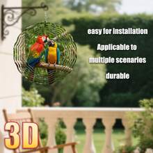 1 pieza 3D "Dos loros de colores posados en una rama" - 10 X 10 pulgadas Gancho giratorio, Decoración de móvil creativo DIY de 360°, Adecuado para todas las estaciones (Colgante no incluido), Estilo aleatorio - A - Ver 7
