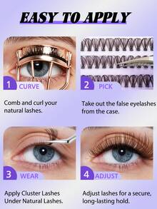 ELYCO Glue-Free Black Brown Segmented Fluffy False Eyelashes, 240 Clusters, 12 Rows, D Curl, 0.07mm, Fine Warm Brown Texture, Non-Stiff, 8-16mm Multi-Length Combination, Quick Application, Suitable For Natural, Light, And Bold Makeup Looks - D - View 6
