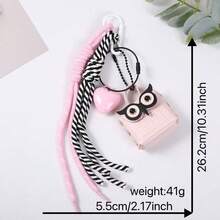 1pc Y2K Cute Mini Bag Keychain, Owl Face Heart Charm With Rope Strap, Handbag Pendant For Backpack, Sweet BFF Gift - Multicolor - View 6