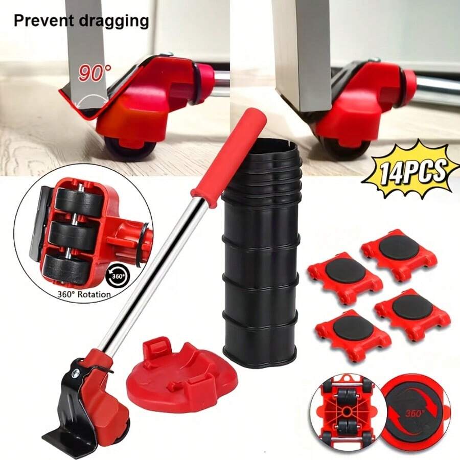 14pcs New Moving Tool Set, Including 4 Sliders And 1 Wheel, Designed For And Convenient Moving Of Furniture Such As Sofa, Couch, Refrigerator