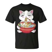 Kawaii Anime Japanese Ramen Cat T-Shirt With Cute Cats For Daughter - Seseable CA. *J*PG220G Men's 220g Cotton Basic T-Shirt For Unmatched Comfort. Suitable For All People, Whether Women Or Men. Durable, High-Quality Fabric Suitable For All Sewing Needs, Soft To The Touch But Designed To Last. Breathable Tops For Women, Women's Autumn Sets, Vacation Sets, Women's Halloween Costumes. - 白色 - 查看 7