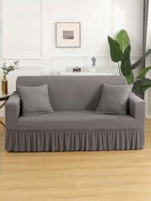 Skirt-Style Sofa Covers 3 Seater, Solid Color Elastic Full-Wrap Sofa Cover, Polyester All-Season Universal, Simple And Modern - Light Grey - View 5