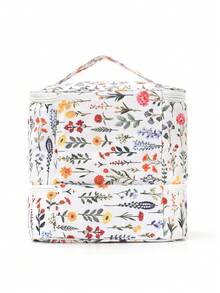 Double Layer Cosmetic Storage Box With Detachable Nail Polish Organizer Inserts, Large Capacity Makeup Storage Bag, Suitable For Travel, Vanity, Salon And Home Use - Multicolor - View 6