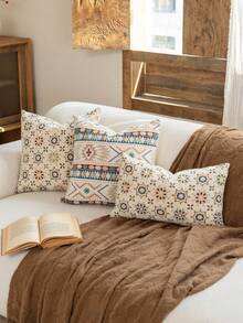 1pc Bohemian Style Pillowcase, Pattern Design, Warm & Comfortable, Decorative & Practical For Home, Living Room, Sofa - Geometric Patterns - View 6