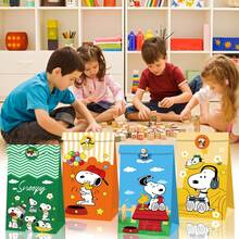 SNOOPY 花生漫画史努比设计派对礼品袋，可爱卡通纸质礼品袋带贴纸，花生漫画人物零食袋，充满多巴胺美感的派对用品，生日节日糖果饼干包装袋，派对庆祝礼品袋 - 彩色 - 查看 1