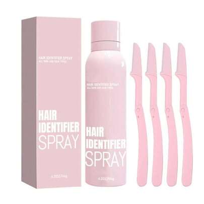 Spray identificador de vello para afeitado facial y dermoabrasión 100ML Spray depilatório para piel y Body Eliminación rápida de vello para una piel suave Apto para hombres y mujeres Incluye 4 navajas