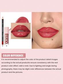 Pudaier 2-In-1 Lip Set: Moisturizing Lip Liner Pencil And Lip Gloss | Long-Lasting, Non-Bleeding, Universal Shades | Great Valentine's Day Gift - 01+05 - View 4