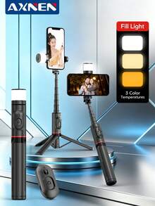 Selfie Stick With Curved Fill Light, Portable & Stable Phone Tripod Stand With Wireless Remote For Phone 16 15 14 13 12 Pro Max, Etc. Smartphone - 黑色 - 查看 11
