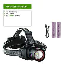 30W Super Bright LED Headlamp 1000M Long Range IPX6 Waterproof 8H Runtime Zoomable 4 Modes Type-C Rechargeable Built-In Power Bank For Camping Fishing Emergency Work - Headlamp - View 13