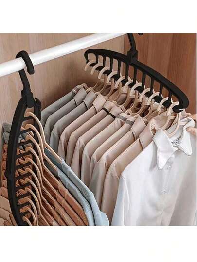 1pc Space-Saving Multifunctional Clothes Hanger, Plastic Wardrobe Storage Rack, Portable Foldable Clothes Hanger, Suitable For Wardrobe Storage, Essential For Travel