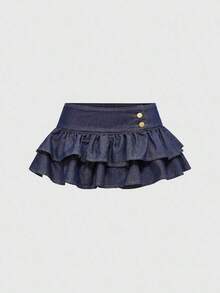 Grunge Punk Vintage Blue Y2K Millennium Style Ultra Low Waist Sexy Ruffle Hem Mini Denim Skirt - Lavado oscuro - Ver 9