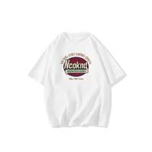 Camiseta de manga corta de algodón puro para mujer de talla grande, diseño de verano, estilo coreano y americano de nicho, corte holgado. - Negro - Ver 6