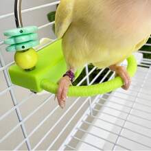Bird Chewing Toy With Perch, Parrot Interactive Toy, Relieve Boredom, Durable Bird Cage Toy, Flower Design, Suitable For Small Birds And Parrots - A+B - View 6