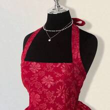 ICON Women's Jacquard Backless Dress, Sexy & Elegant Palace Style - Rojo - Ver 5