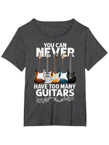 You Can Never Have Too Many Guitars Funny Guitar Player Gift T-Shirt - 黑色 - 查看 7