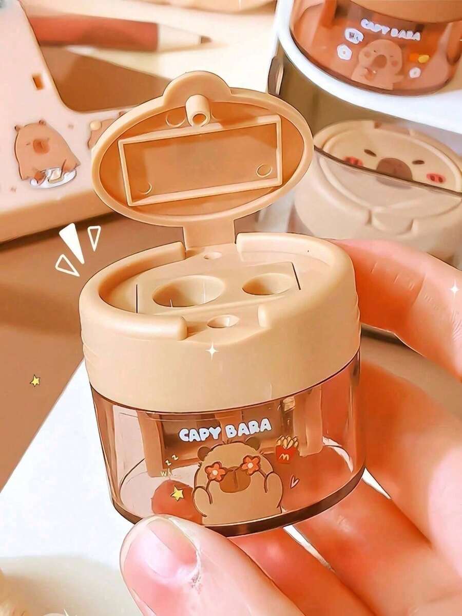 1pc Random Color, Suitable For Standard Pencils, Fun Creative Capybara Pencil Sharpener, Luxury, Fashion, Cool Stationery, Creative Flip Design, Unique Design, Fun Learning Supplies And Teacher Reward Gifts, Cool Soft Teacher Stationery, Convenient Small Pencil Sharpener For Students, Desktop Decoration Portable Pencil Trimmer, Suitable For Graduation Season, Back To School Season (Packaging Box Not Included) And Birthday Decorations - Multiple Colors and Random Styles - View 1