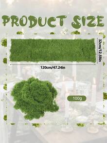 2件套魔法茶会装饰,47x12.6英寸人造干苔藓桌旗,魔法森林装饰,仙境装饰,童话花园苔藓,适合春季花园茶会、节日、生日、婚礼餐桌装饰、家居装饰苔藓 - 多色 - 查看 3