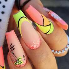 Ballerina Nail Ballet Nail, Clover Willow Branch French Nail Wear False Finger Nail Art Tablets - 彩色 - 查看 2