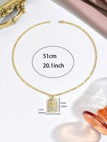 1pc Women's Street Hip-Hop Style Jesus Head Pendant Necklace, Party Fashion Shiny Accessory, Christian Neck Jewelry, Suitable For Street Wear And Holiday Celebration - Yellow Gold - View 3