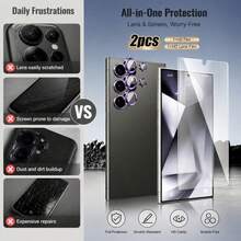 Kính cường lực 9H kèm vòng bảo vệ ống kính kim loại cho Galaxy S26 S26Plus S26Utra S25 S25Plus S25Utra S24 S24Plus S24Utra S25FE A17 A37 A57 A16 A26 A36 A56. - Màu tím - Xem 4