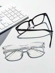 2 Pairs Women's Square Shape Stud Accent Black Transparent Glasses For School Clear Glasses Accessories Glasses Accessories For Women - 多色 2 - 查看 4
