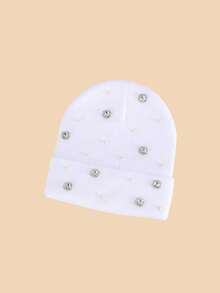 1 chiếc mũ len nữ đính ngọc trai và đá pha lê, kiểu mũ xếp ly, mũ đội đầu đính đá pha lê lấp lánh. - A - Xem 10