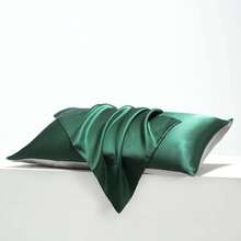 2 fundas de almohada de satén, sin inserto de almohada, textura suave y lisa, tejido liso de alta densidad, diseño de moda minimalista, cierre de sobre en unicolor, reduce la rotura del cabello, previene las arrugas - Verde Oliva - Ver 7