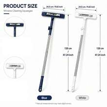 1pc 2-In-1 Telescopic Pole Glass Cleaner, 119.99cm Length, Adjustable Brush Head, Professional Window Cleaning From Floor To Ceiling, Easy To Use, Suitable For Indoor/Outdoor, Floor Glass, Plastic Material, No Power Required - Multicolor - View 3